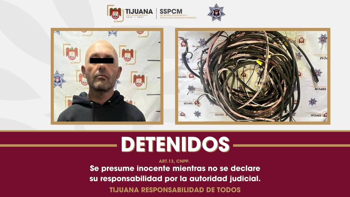 Elementos de la Policía Municipal detuvieron a un hombre de 48 años, señalado por el presunto robo de cable de cobre en un establecimiento comercial de la Zona Centro.
Foto: Cortesía.
