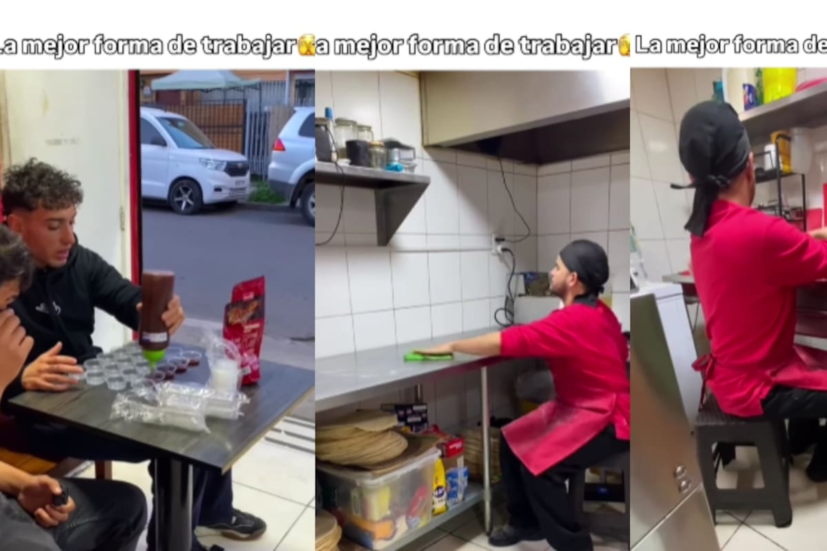 ¿Nueva tendencia? Establecimiento alimenticio desafía normas al tener a su equipo trabajando sentado