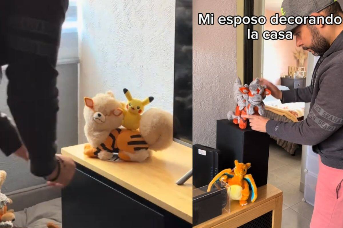 Hombre se viraliza por poner sus peluches de Pokémon como decoración en su casa