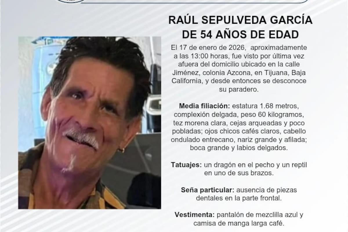 Se busca Raúl Sepulveda García de 54 años de edad