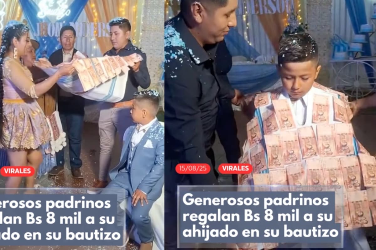 Padrinos sorprenden al regalar más de 21 mil pesos en efectivo en bautizo de su ahijado