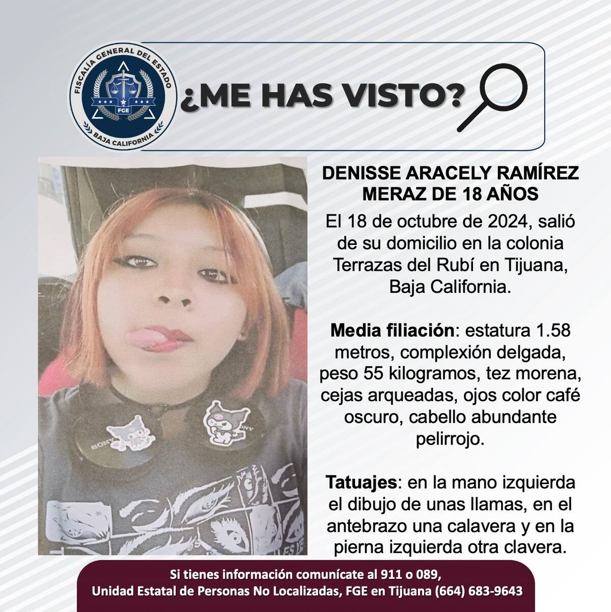 Denisse Aracely Ramírez Meraz fue vista por última vez el 18 de octubre de 2024.