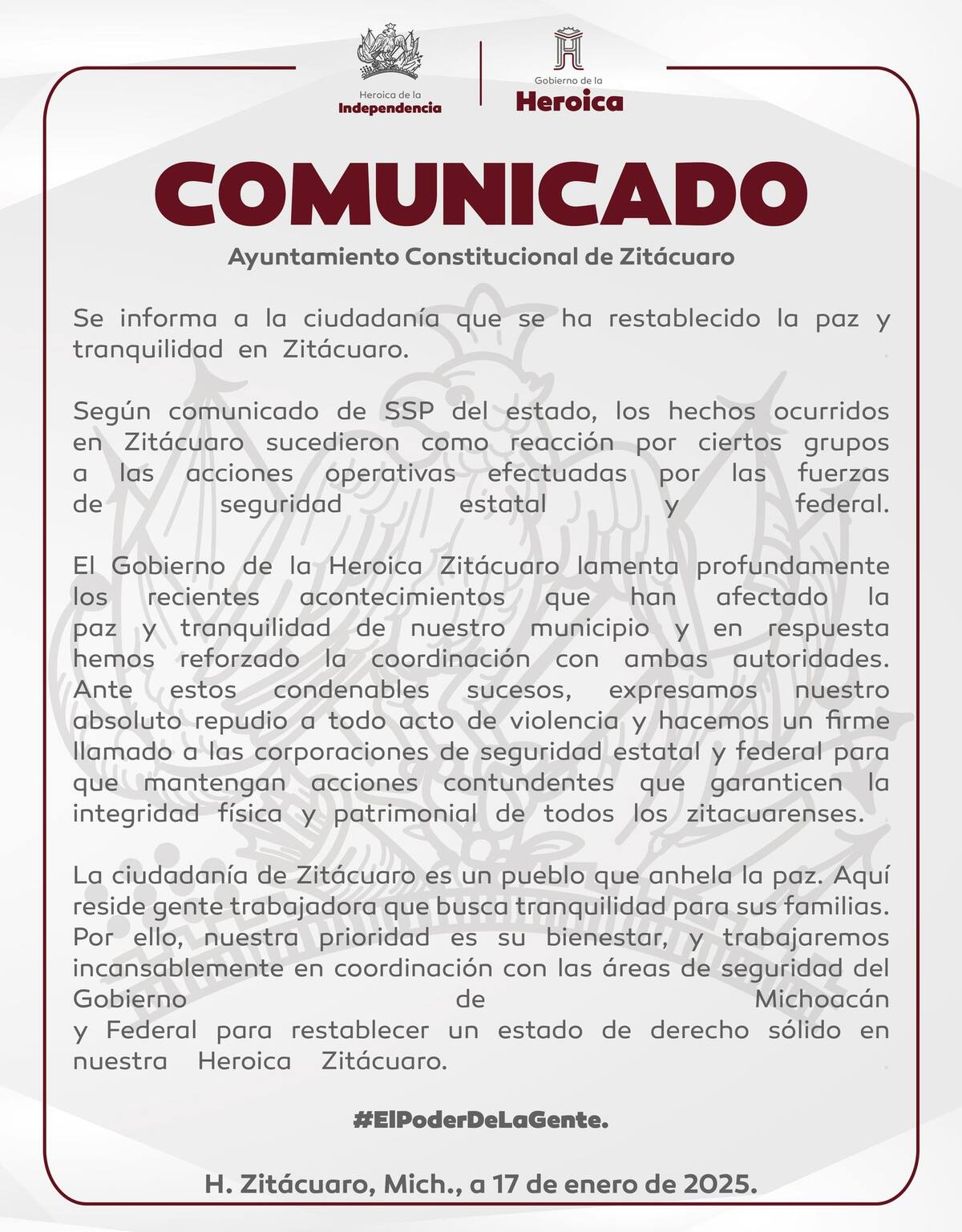 Foto: Gobierno de Zitácuaro en Facebook.