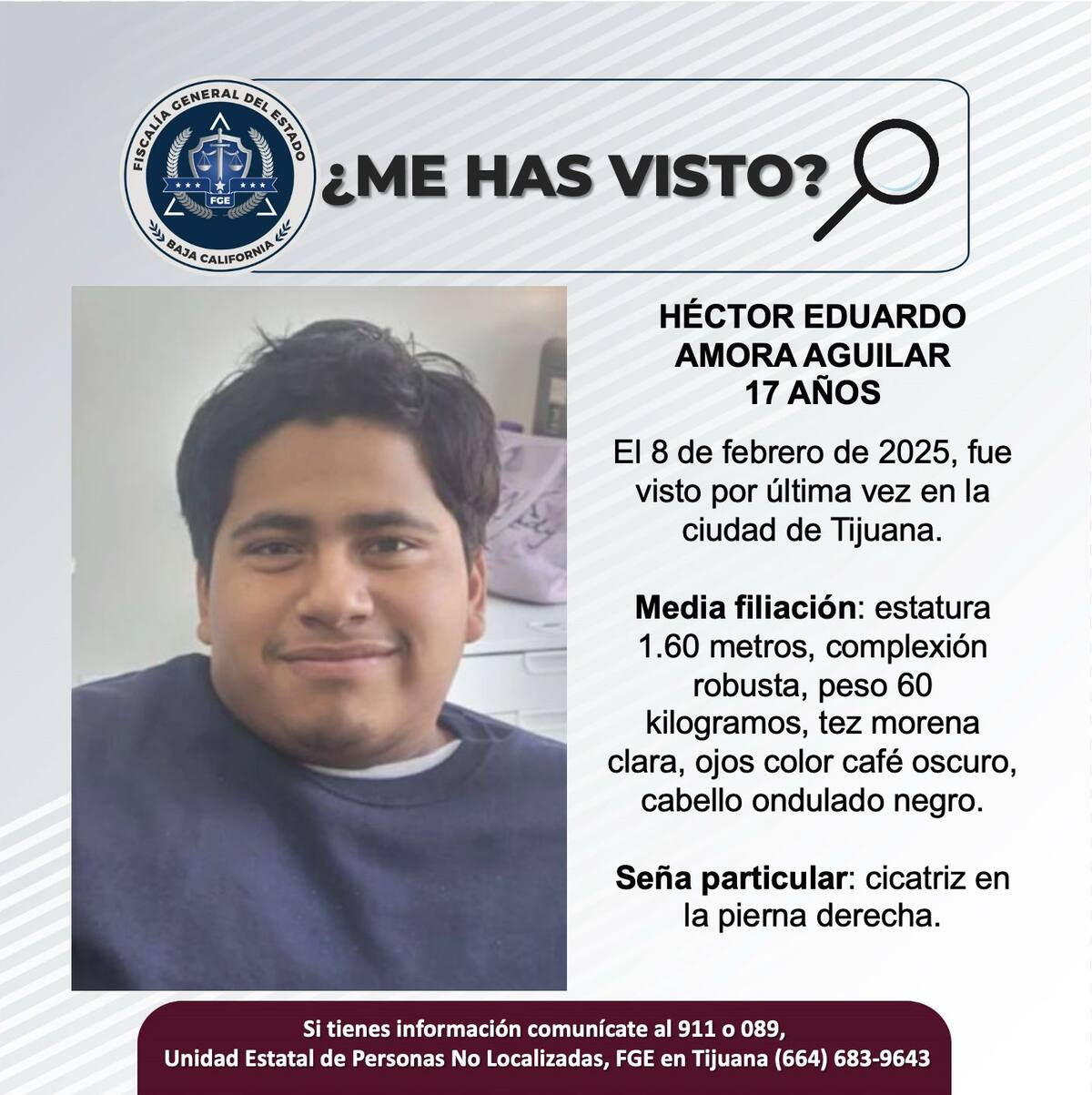 Héctor Eduardo Zamora Aguilar fue visto por última vez el 8 de febrero de 2025.