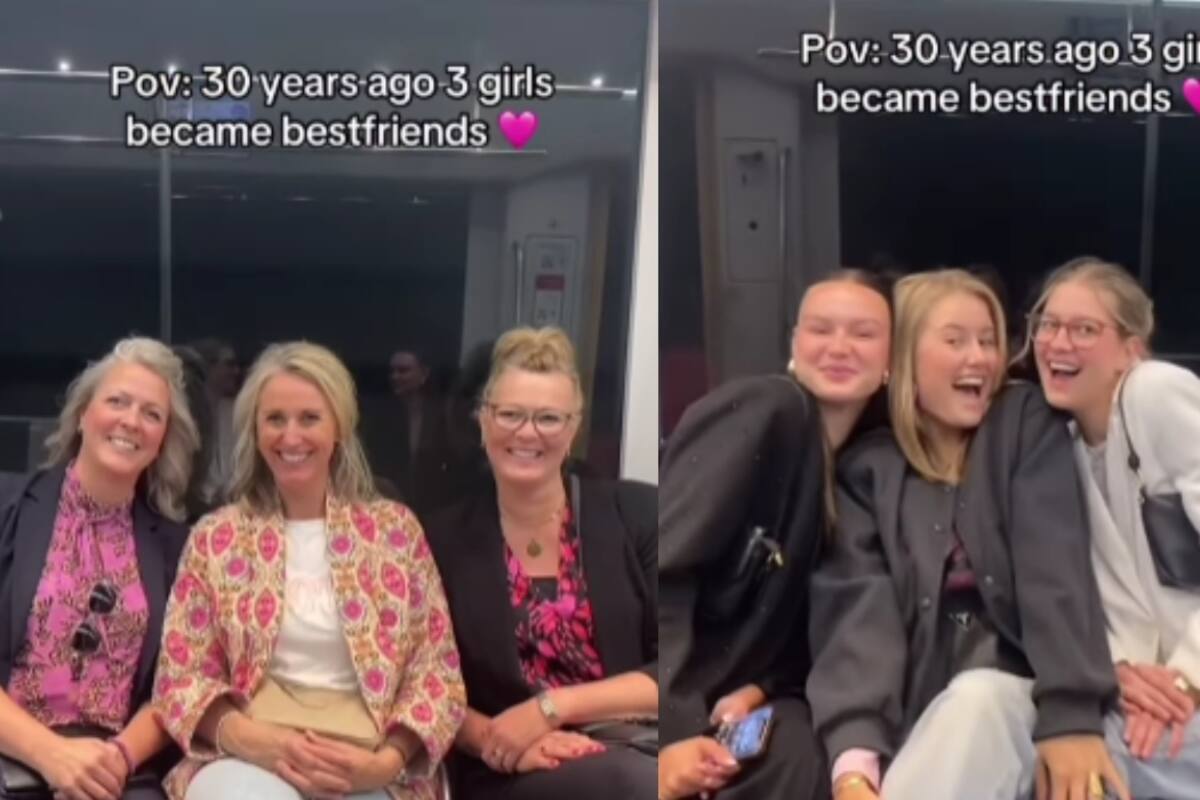 “30 años antes, 3 chicas se hicieron mejores amigas”: video causa sensación al ver a dos generaciones de amigas e hijas idénticas