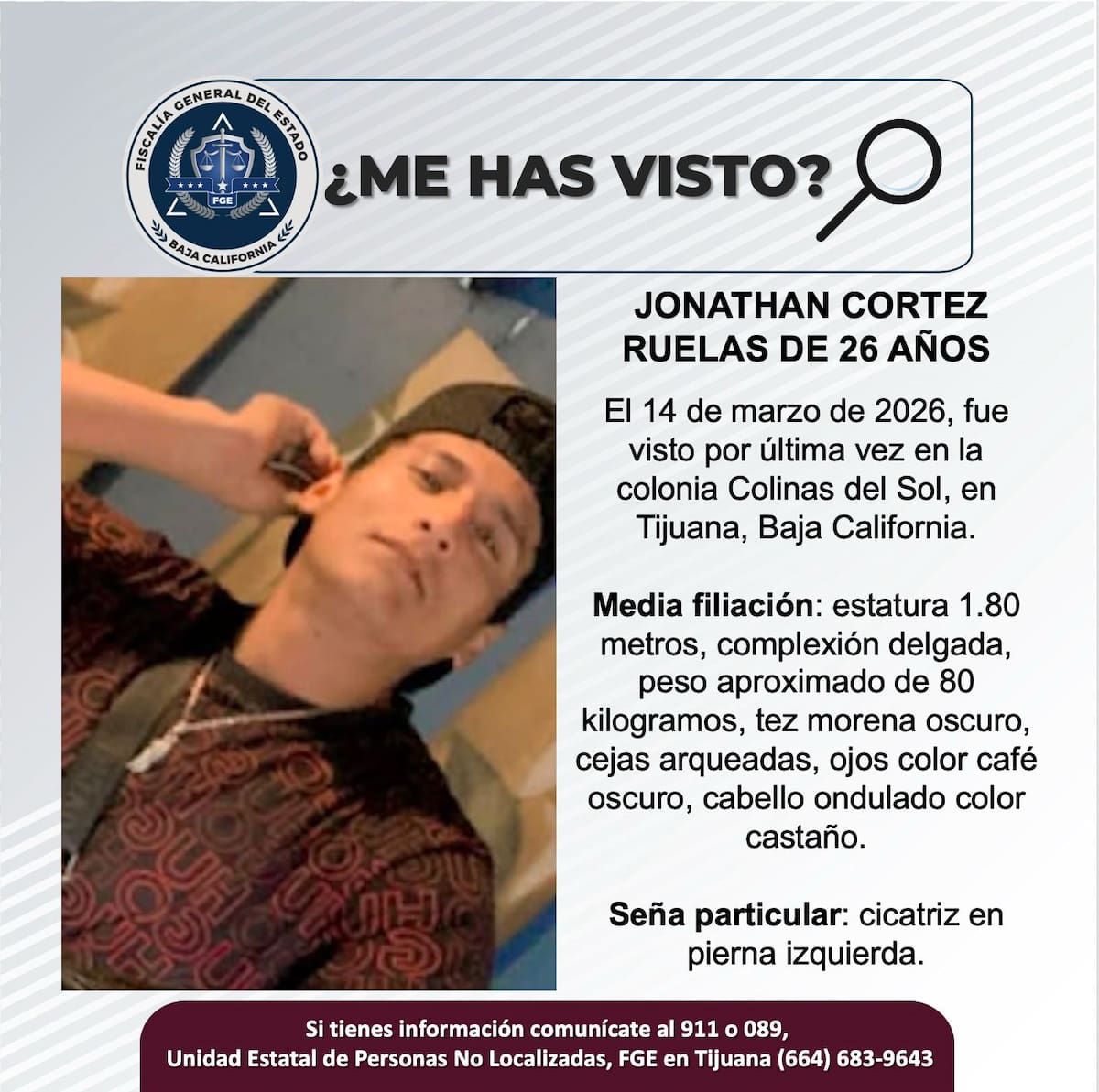 Fue visto por última vez el 14 de marzo de 2026.