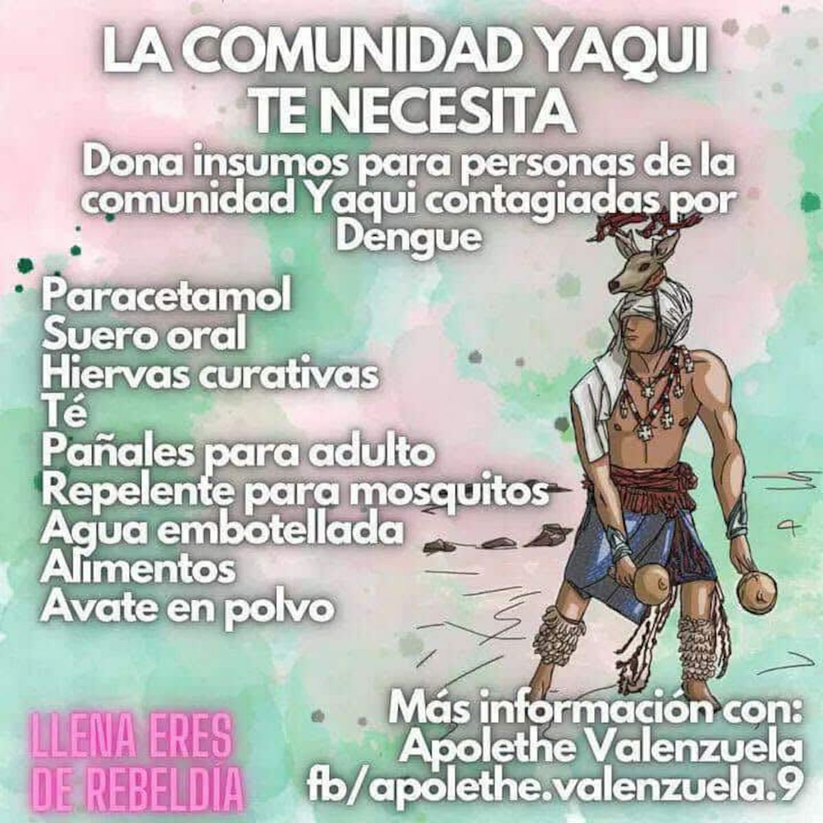 Hacen colecta para apoyar a comunidades yaquis afectadas por dengue en el sur de Sonora. Foto: Especial