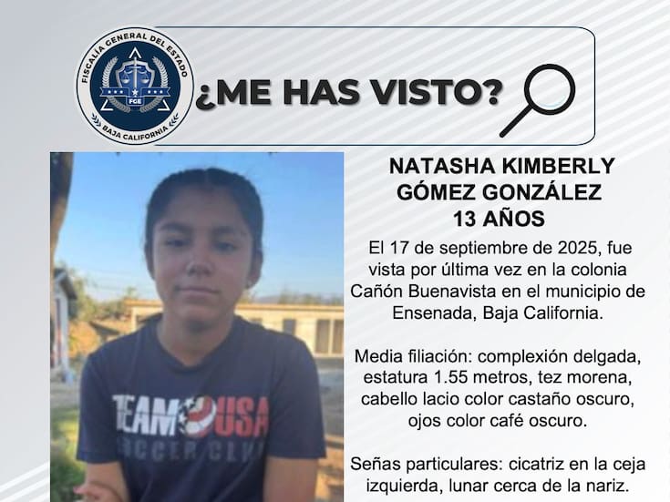 Se busca a Natasha Kimberly Gómez González de 13 años de edad