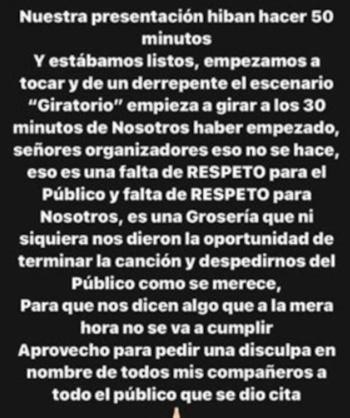 Mensaje de Poncho Lizárraga, de El Recodo