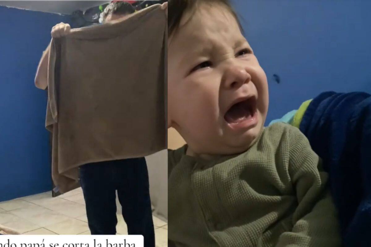 Niño rompe en llanto tras ver a su papá sin barba por primera vez