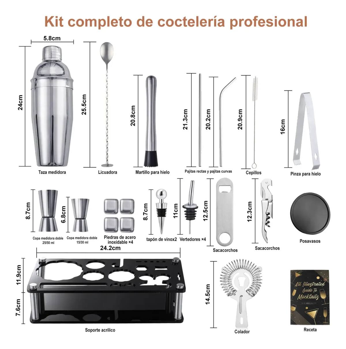 kit de coctelería de acero inoxidable | Mercado Libre