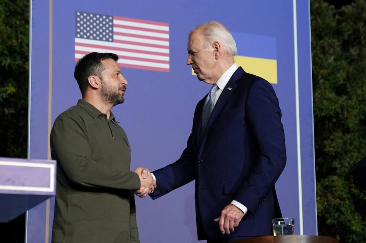 Vladímir Zelenski (presidente de Ucrania) y Joe Biden (presidente de EU). | Crédito: REUTERS