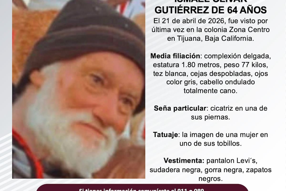 Se busca Ismael Olivar Gutiérrez de 64 años de edad