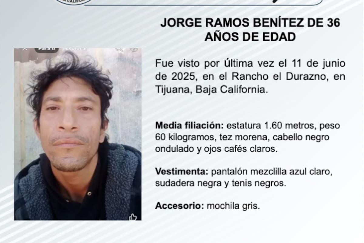 Se busca a Jorge Ramos Benítez de 36 años de edad