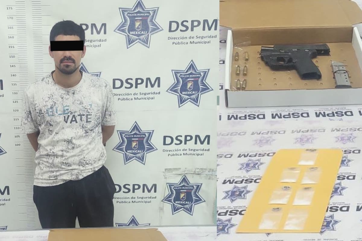 Intentó correr al ver a los policías, pero lo alcanzaron; llevaba una pistola y envoltorios de droga