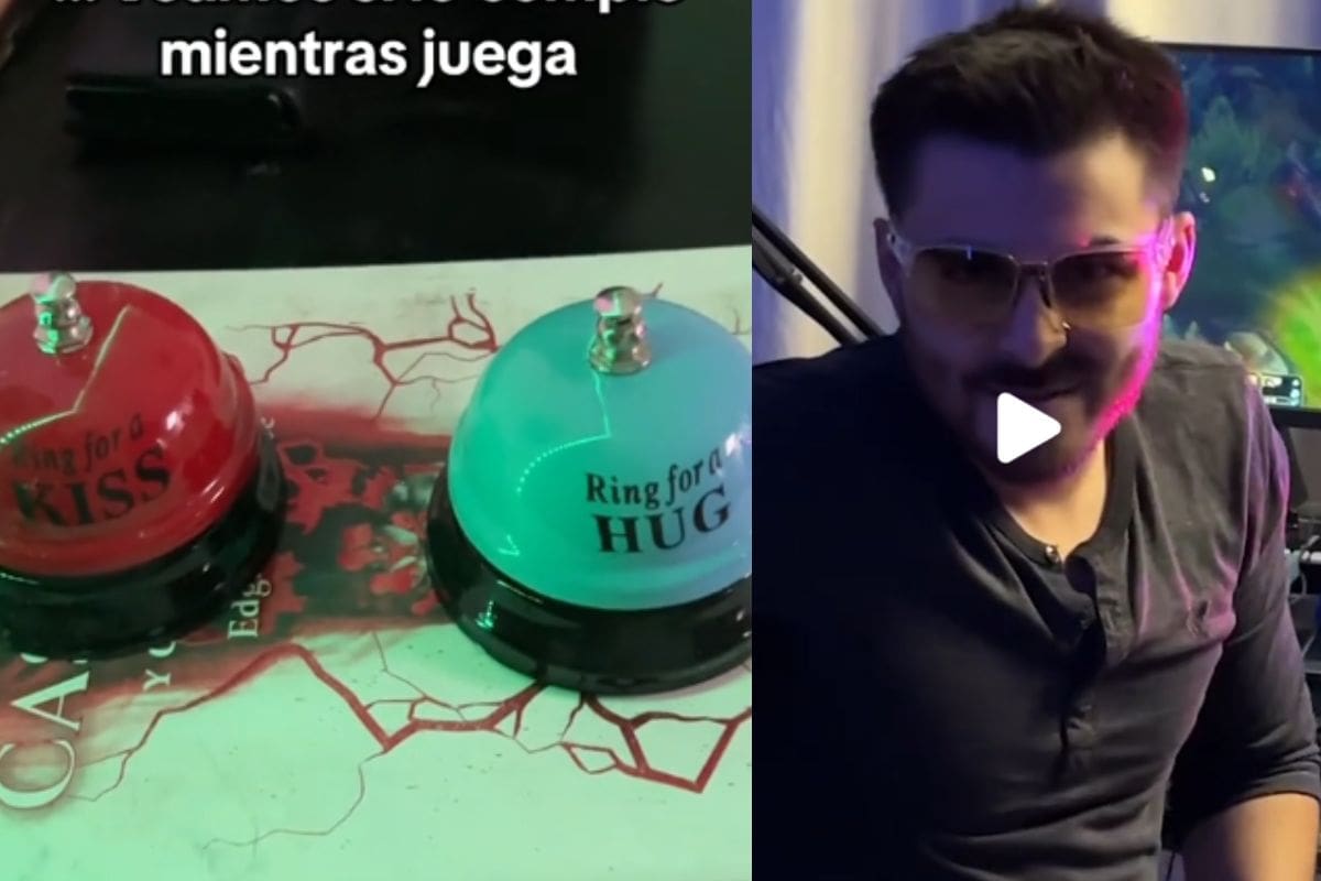 Con el sonido de una campana, esta mujer le pide besos o abrazos a su novio en cualquier momento