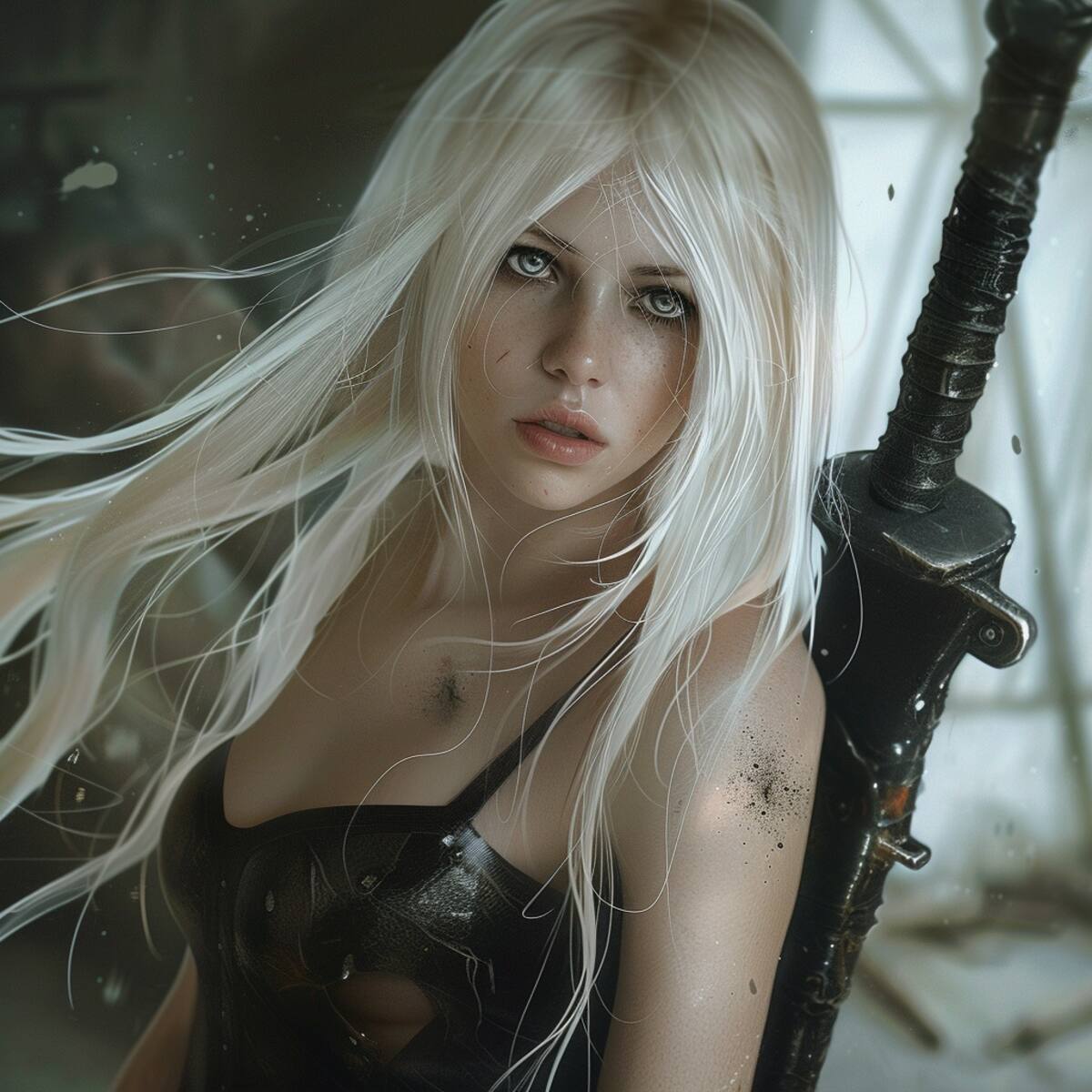 La Inteligencia Artificial de Midjourney recrea el aspecto de la Androide 2A de Nier: Autómata, un videojuego ambientado en un mundo postapocalíptico