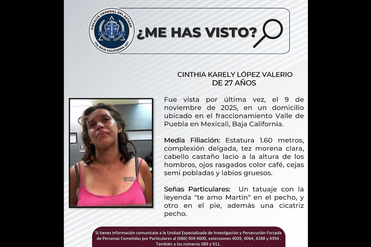 Buscan a Cinthia Karely López Valerio