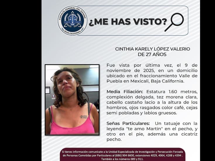 Buscan a Cinthia Karely López Valerio