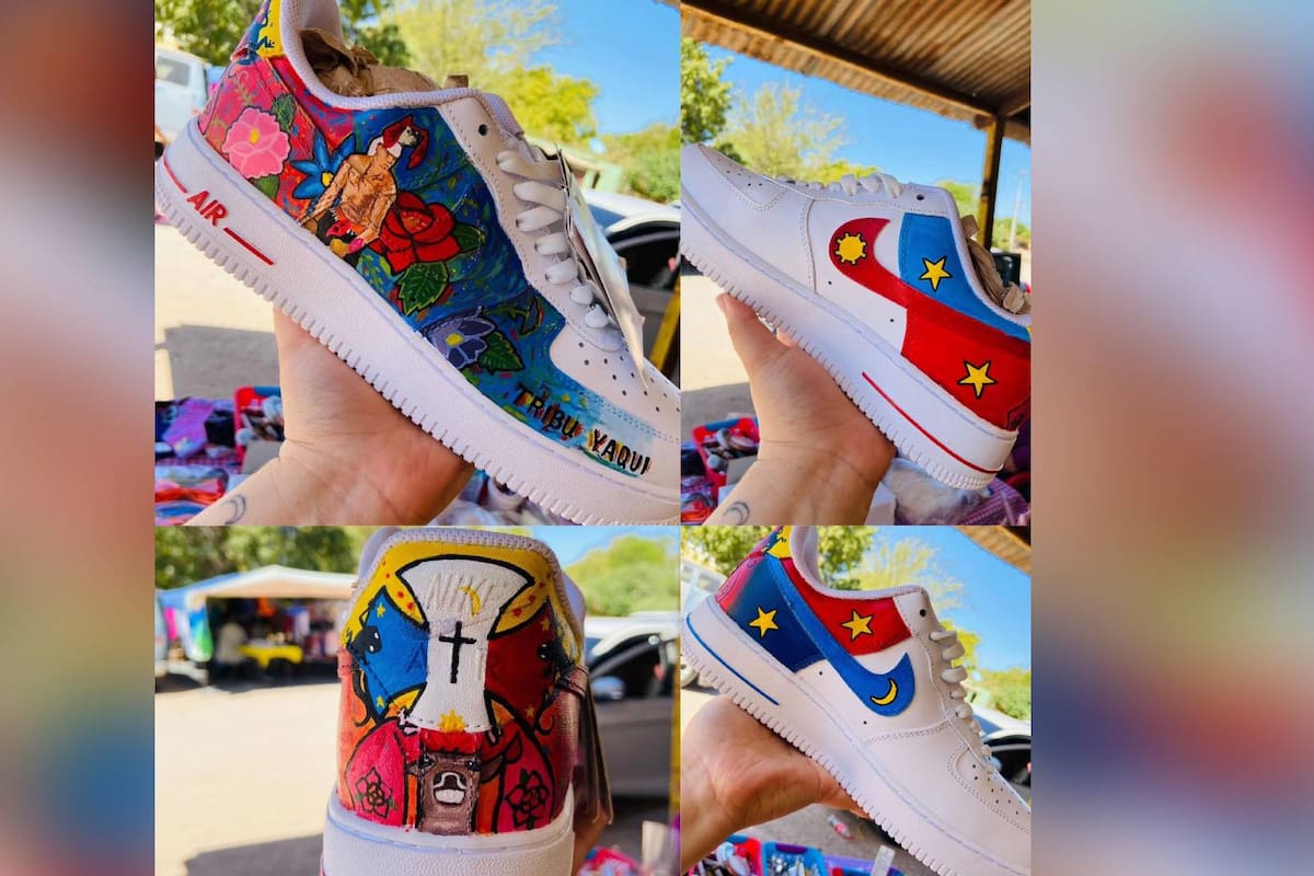 Elabora diseño en tenis inspirado en la tribu Yaqui