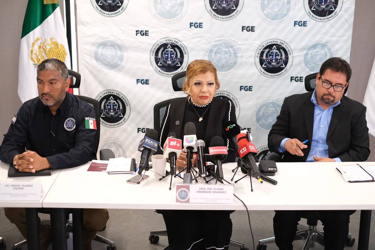 l La Fiscal General del Estado, María Elena Andrade, ofreció una rueda de prensa en Tijuana.