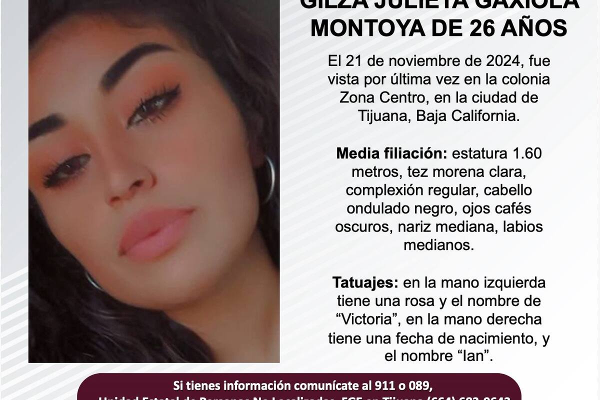 Se busca a Gilza Julieta Gaxiola Montoya de 26 años de edad
