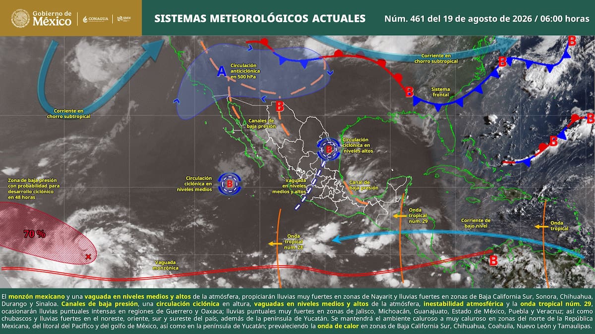 Mapa del clima en México compartido por la Comisió Nacional del Agua (Conagua)