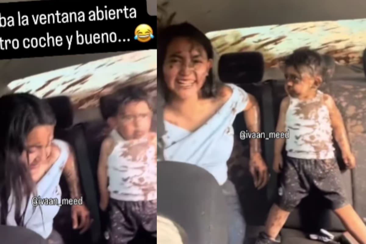 Mujer comparte cómo su auto y sus hijos terminaron empapados por un conductor imprudente