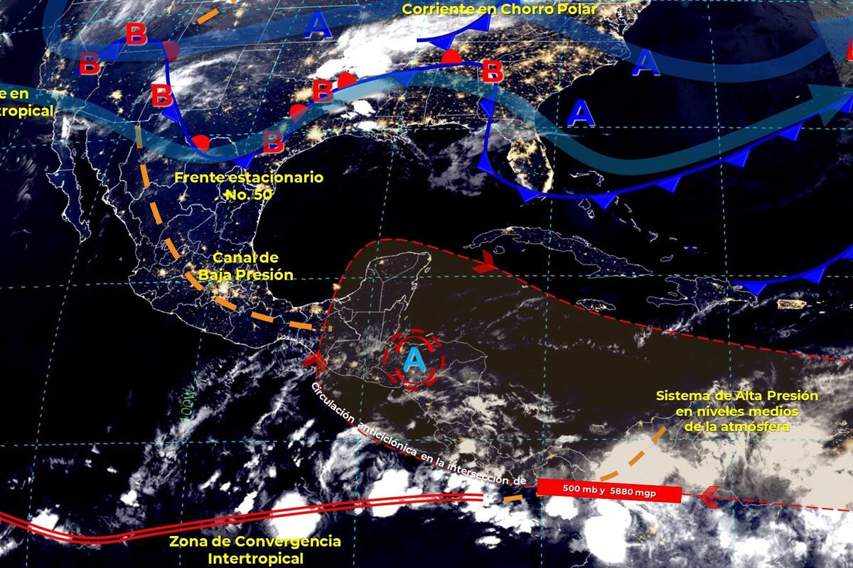 Clima en México: Predominará lluvia y rachas fuertes de viento en el país