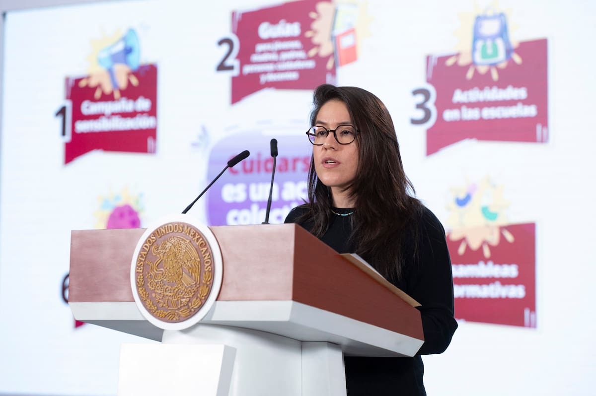 Cuauhtémoc, Ciudad de México, México, 22 de abril de 2026. Conferencia de prensa matutina “Conferencia del Pueblo” en el Salón Tesorería de Palacio Nacional. Mariana Pérez Gay, coordinadora en la subsecretaría de Prevención de las Violencias de la Secretaría de Seguridad y Protección Ciudadana. | Foto: Saúl López / Presidencia