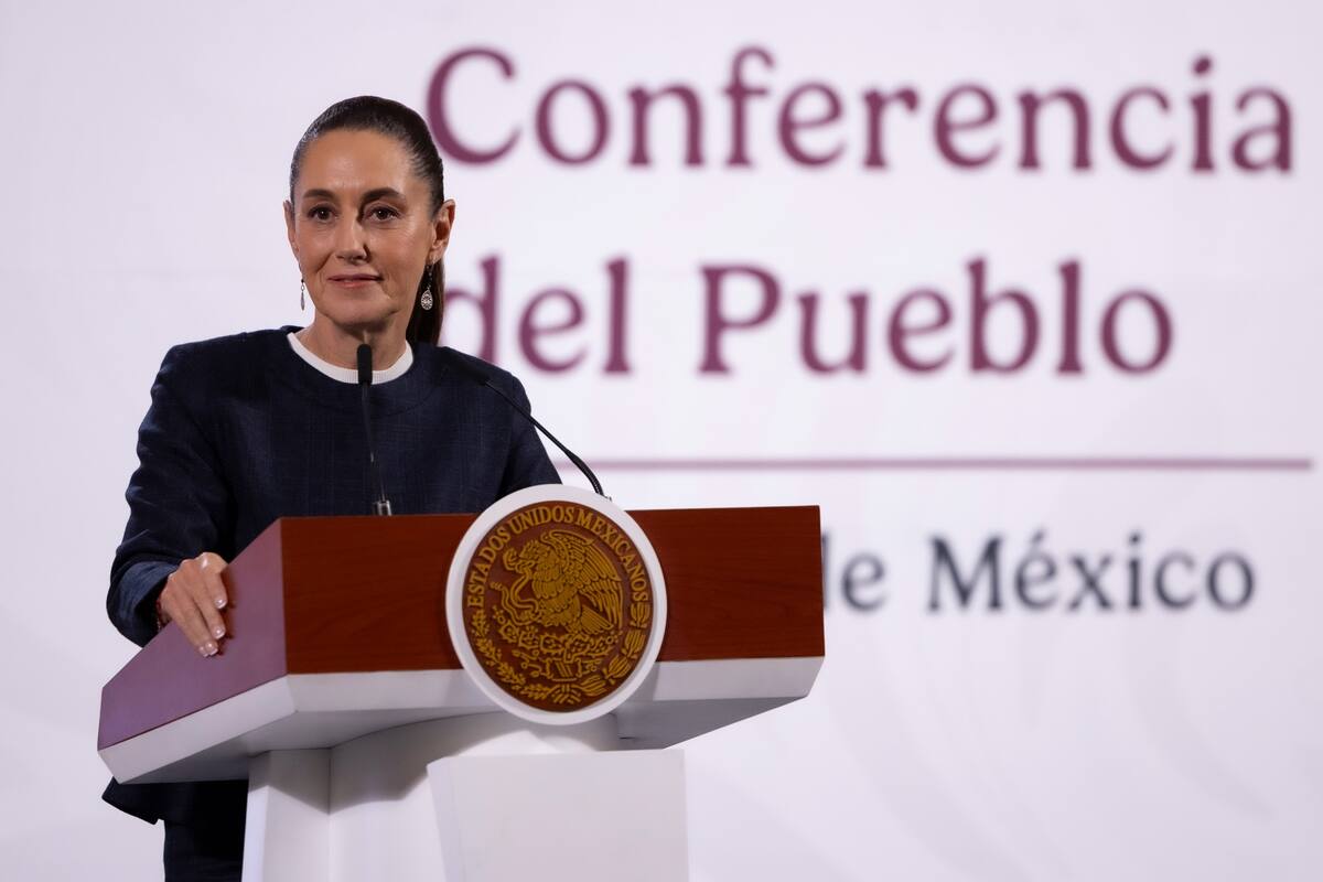 La presidenta Claudia Sheinbaum Pardo durante su "mañanera del Pueblo" el 14 de febrero del 2024. | Crédito: Presidencia
