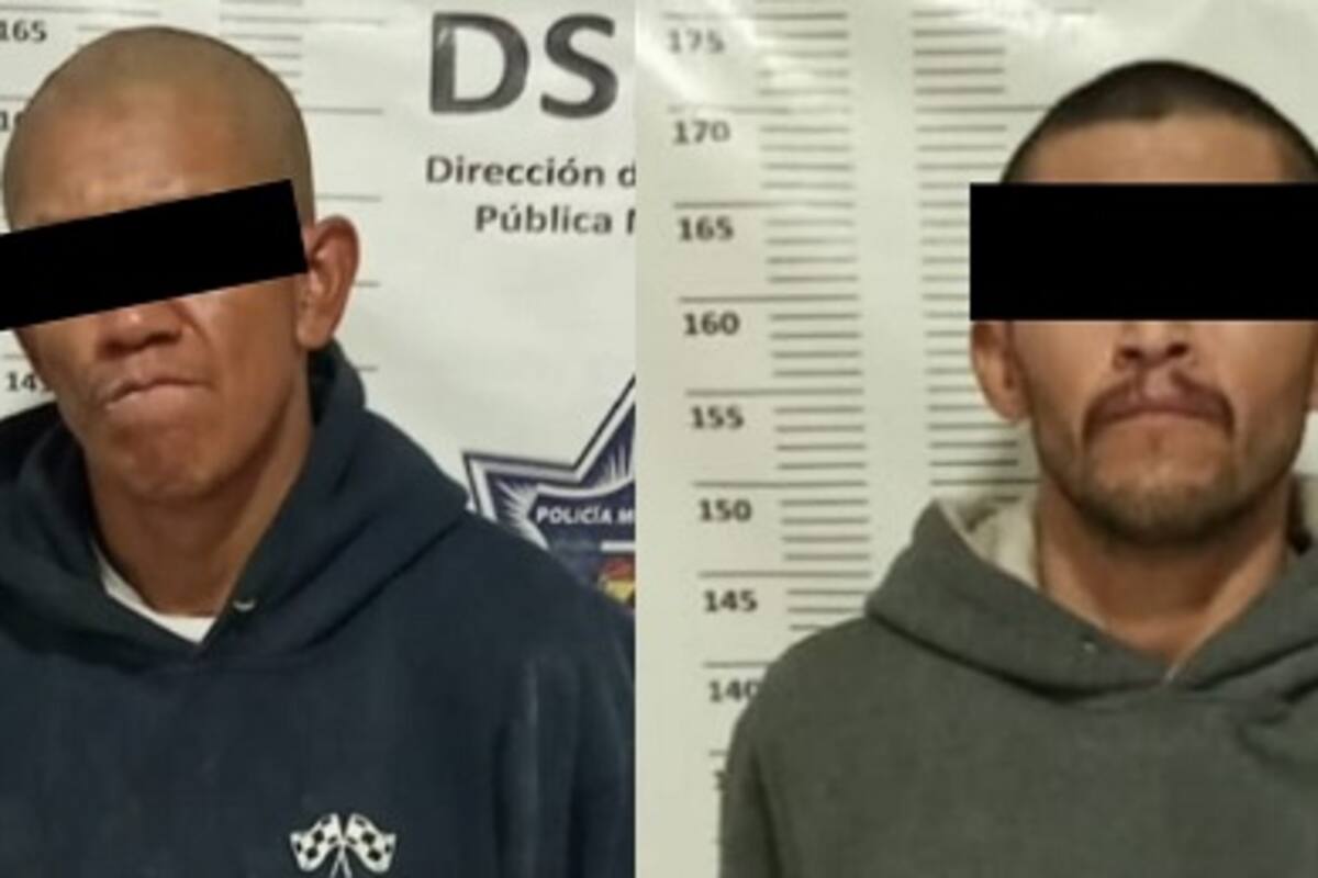 Sorprenden a dos hombres dañando en empresa, uno con orden de aprehensión