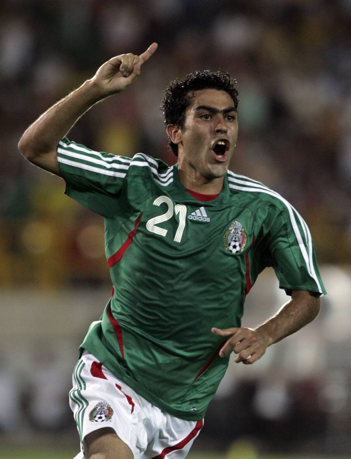 Neri Castillo celebra su gol correspondiente a la primera fase de la Copa América 2007. EFE/Andrés Cristaldo