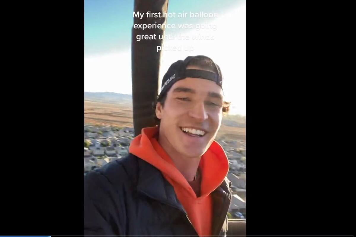 TIKTOK VIDEO: Joven sufre accidente en globo aerostático y se viraliza