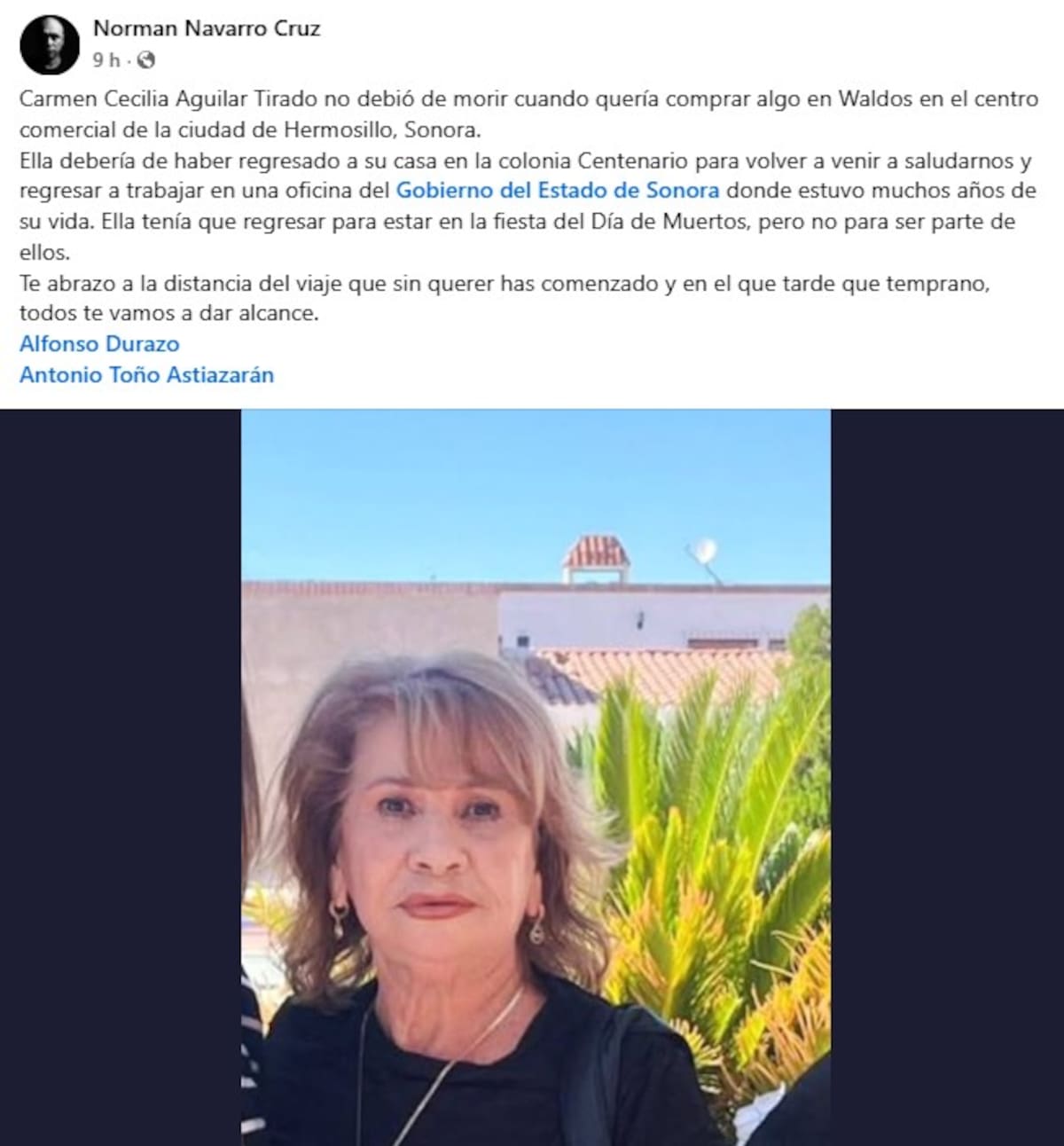 Carmen Cecilia Aguilar Tirado fue una de las 23 víctimas del incendio ocurrido en la tienda Waldo’s del Centro de Hermosillo. Foto: Redes Sociales