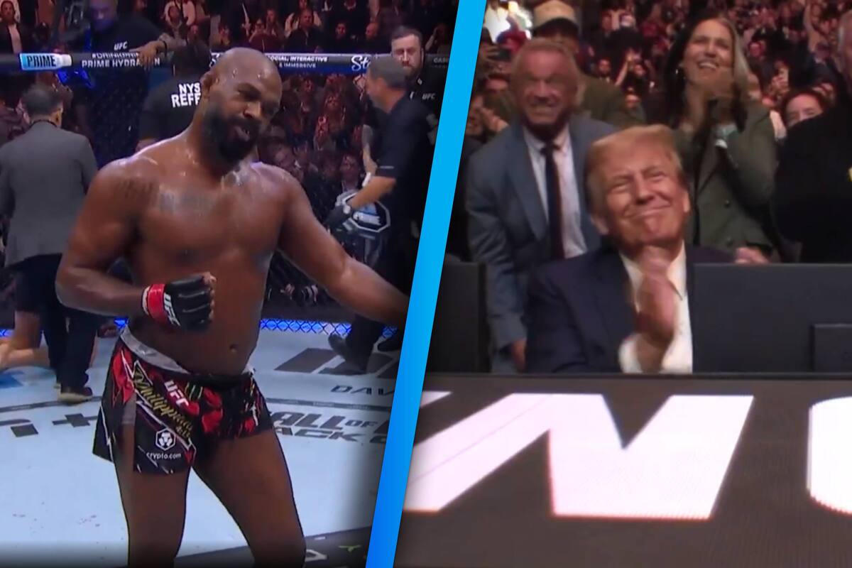 UFC 309: Jon Jones, el mejor de todos los tiempos, retuvo el título de peso completo y celebra como Donald Trump