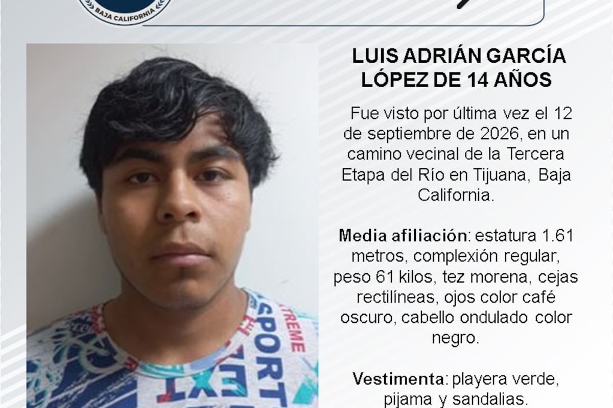 Se busca a Luis Adrián García López de 14 años