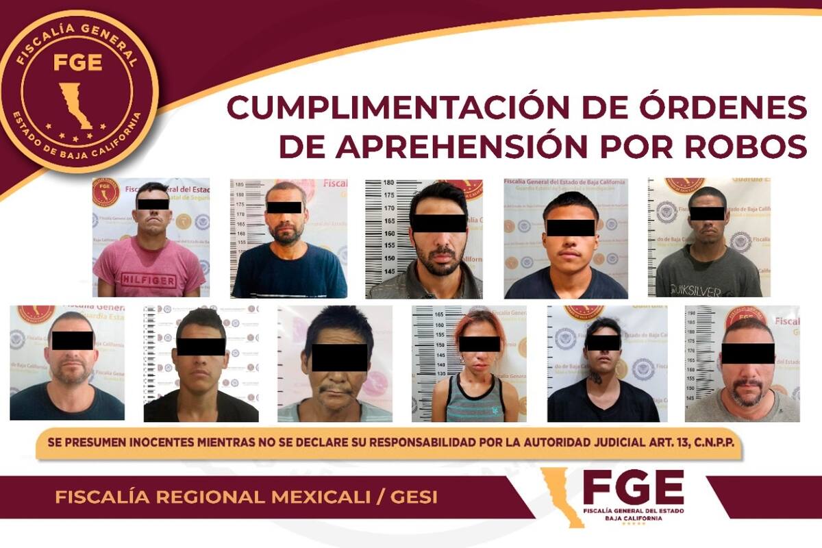 Captura FGE a más de una decena de prófugos de robos