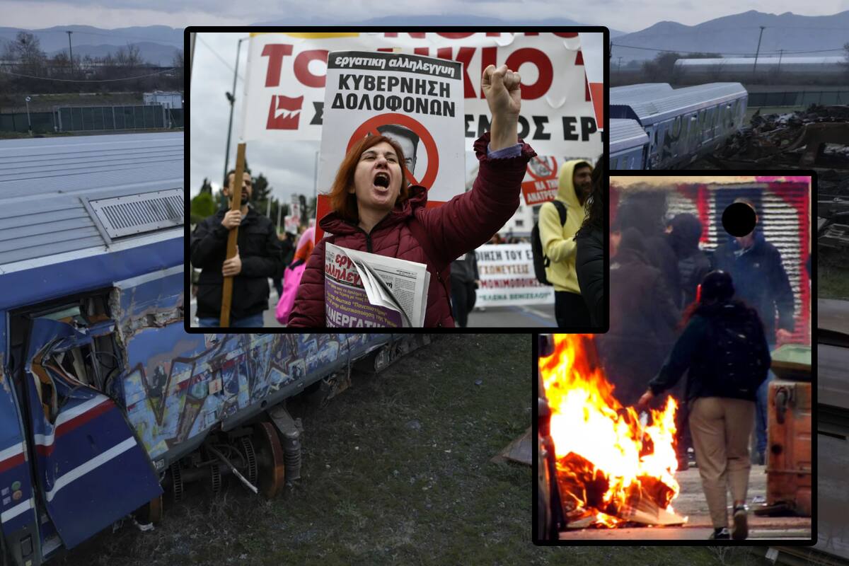 VIDEO: Lanzan bombas molotov a policías durante protestas por accidente de tren en Grecia