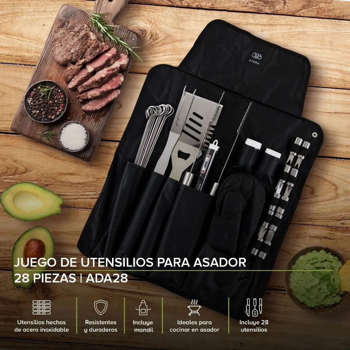 Kit de Utensilios para Asador Avera ADA28 | Mercado Libre