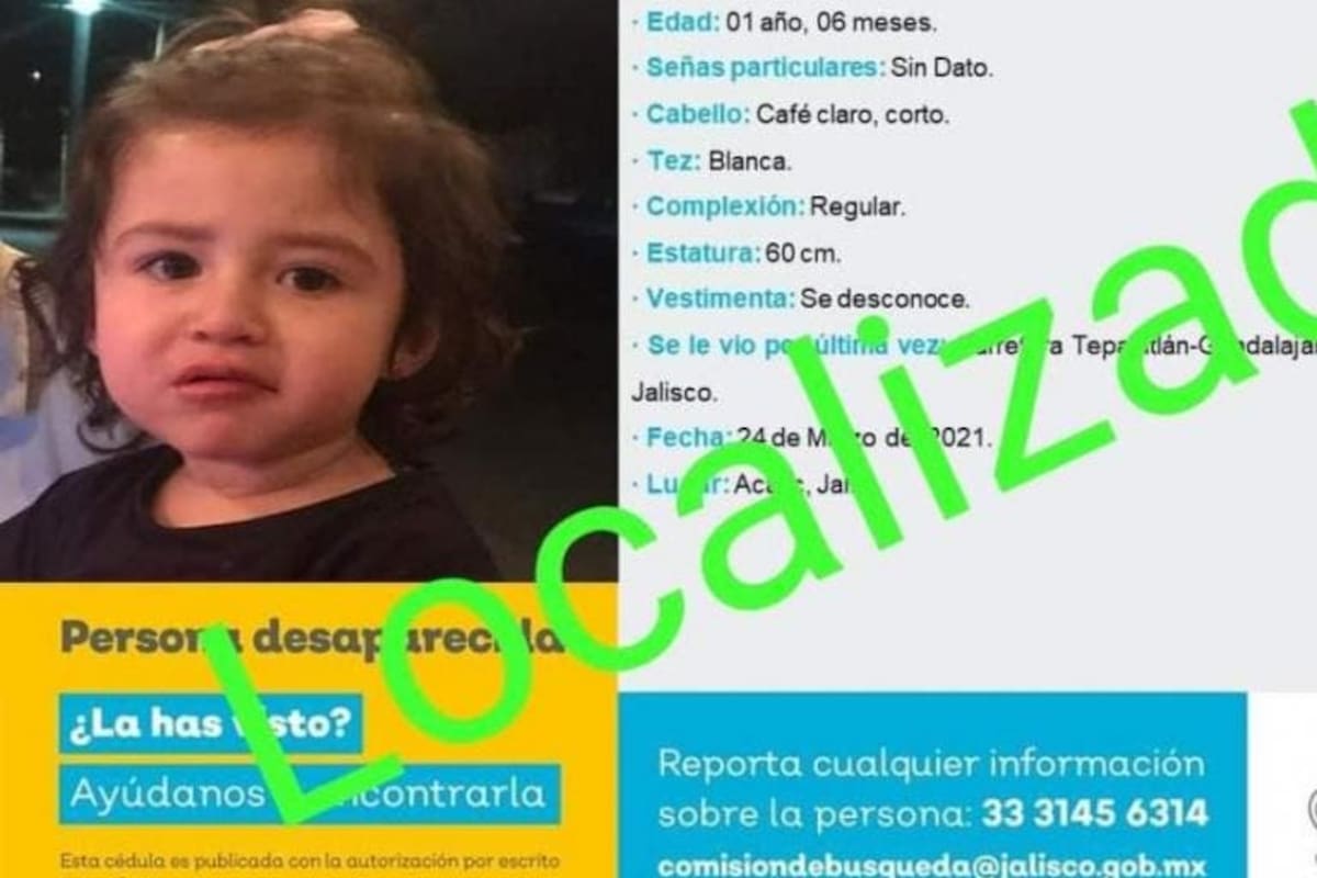 Localizan con vida a niña de familia Villaseñor, desaparecida en Jalisco