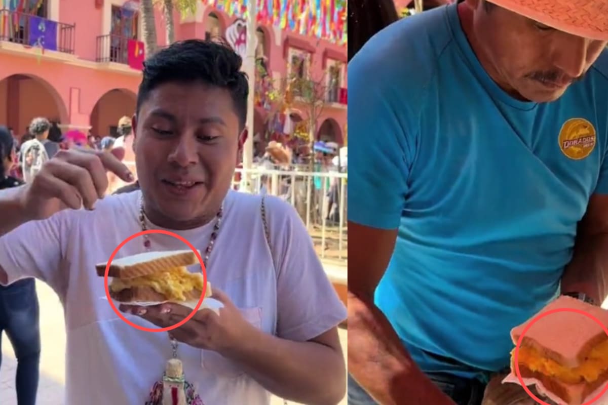 Hombre en Oaxaca se vuelve viral por vender sándwich de pan Bimbo con nieve