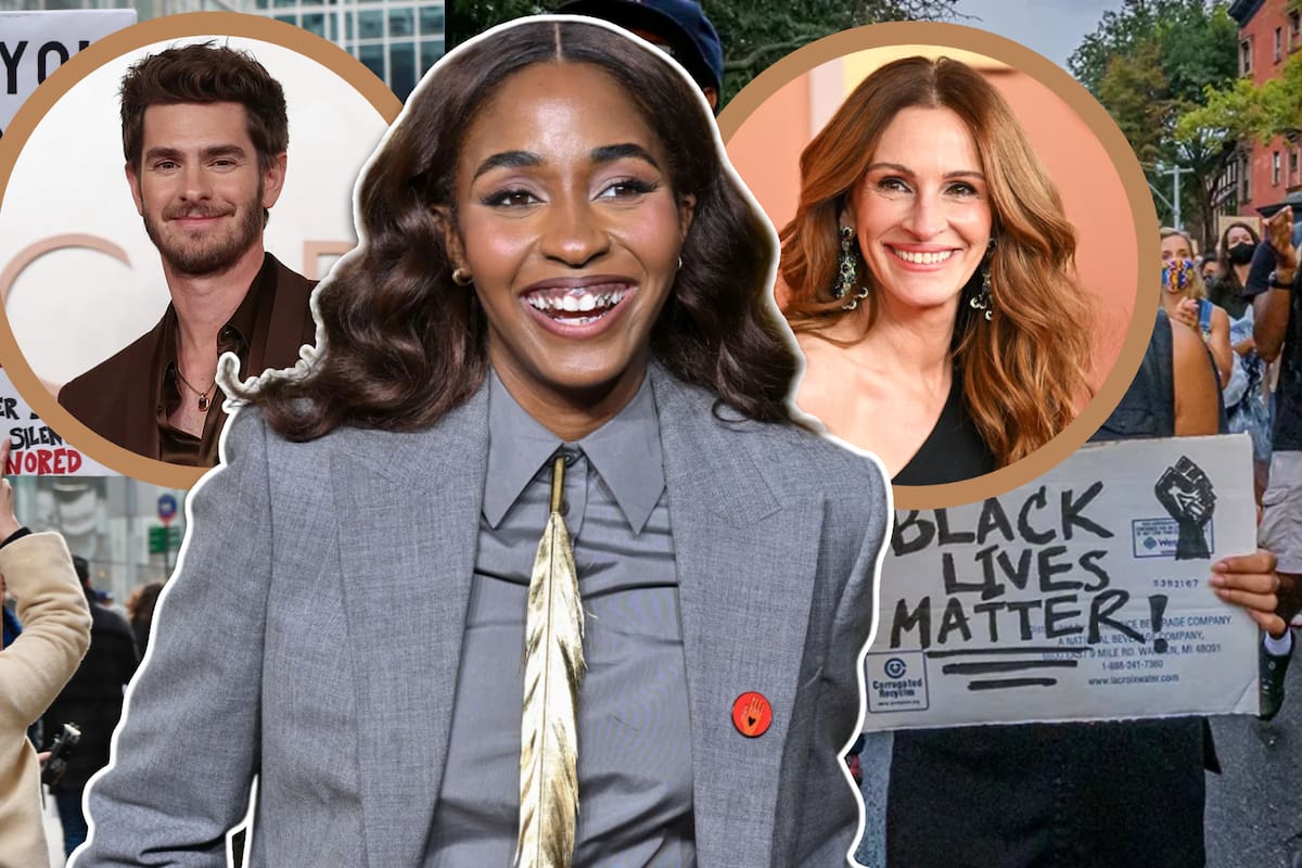 Julia Roberts y Andrew Garfield corrigen a periodista que excluyó a Ayo Edebiri de una pregunta sobre los movimientos #MeToo y BLM