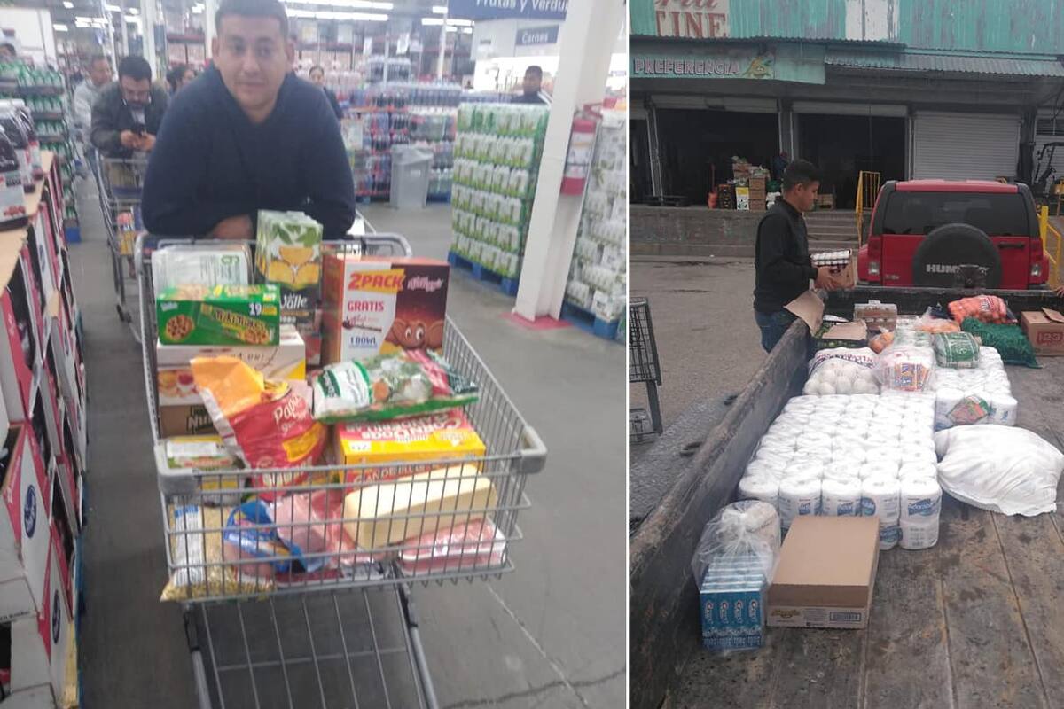 Empresario compra despensa a sus empleados para cuarentena