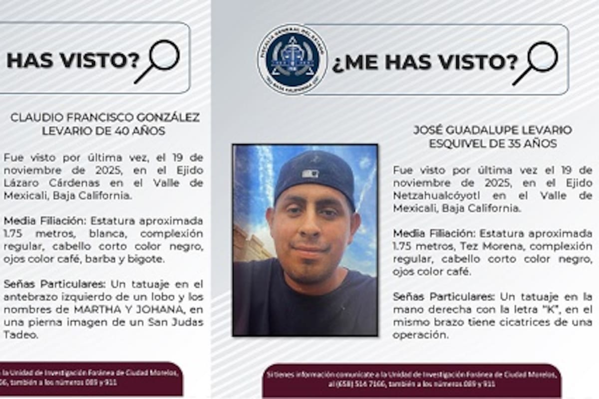 Dos hombres del valle de Mexicali desaparecieron el mismo día