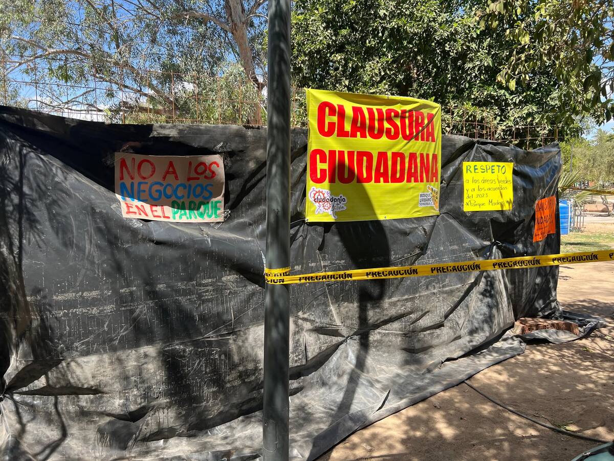 Colectivos ambientalistas realizan clausura ciudadana en el Parque Madero por la instalación de módulos comerciales en áreas verdes. | Julio A. Clark