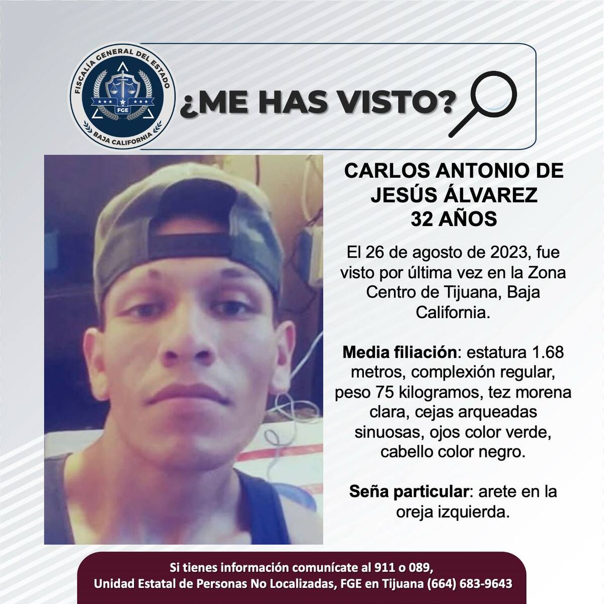 Carlos Antonio de Jesús Álvarez fue visto por última vez el 23 de agosto del 2023.