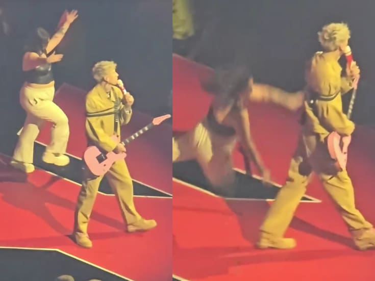 Fan de Machine Gun Kelly cae por un agujero del escenario y reacción del cantante se vuelve viral (VIDEO)