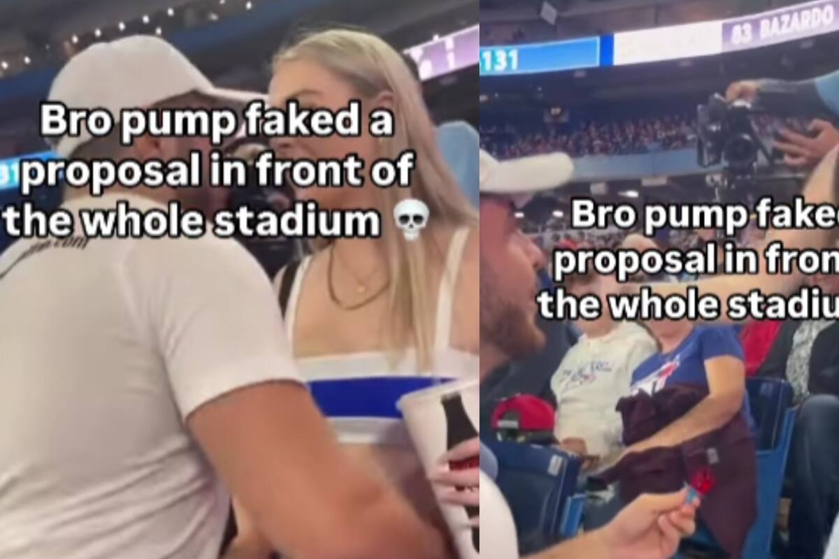 Hombre finge propuesta de matrimonio a su novia con un anillo de caramelo y ella lo abofetea delante de todos