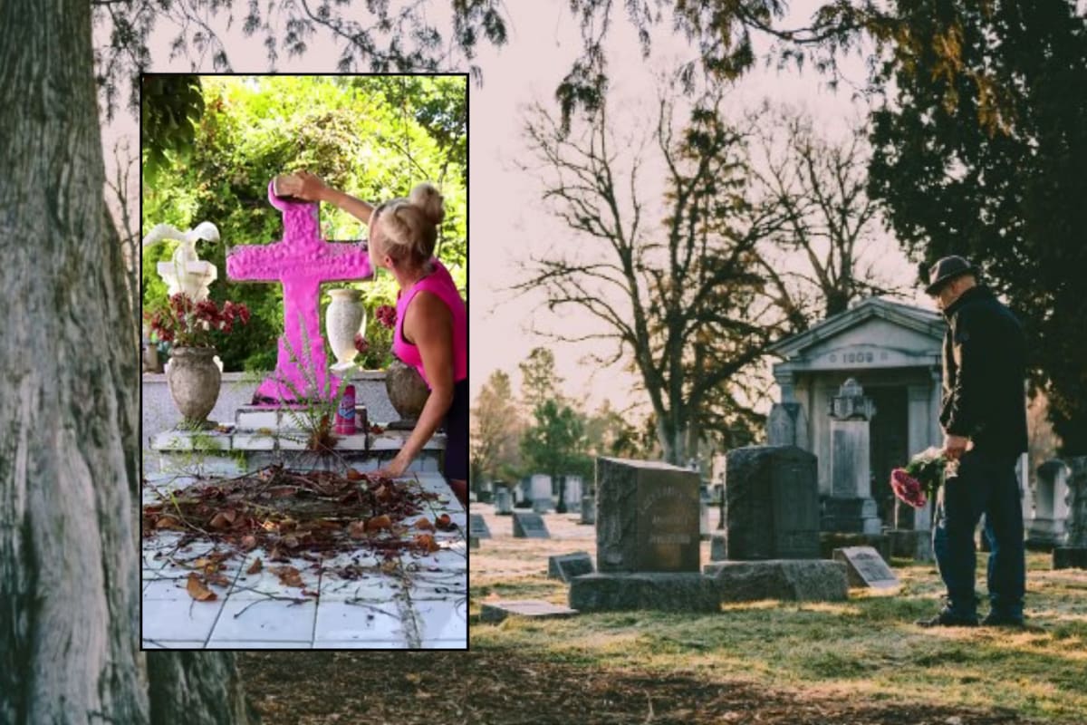 Tiktoker limpia tumbas por pasatiempo en un cementerio y se hace viral